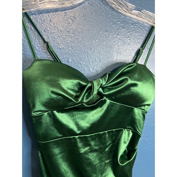 Emerald Green Windsor Satin Bodycon Mini Dress Size S - Picture 8 of 10